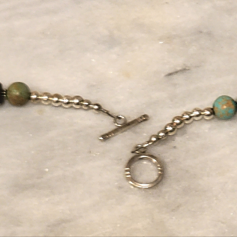 Turquoise Golden Coral Onyx Sterling Pendant Necklace 925 21" Holiday Gift - Picture 5 of 6